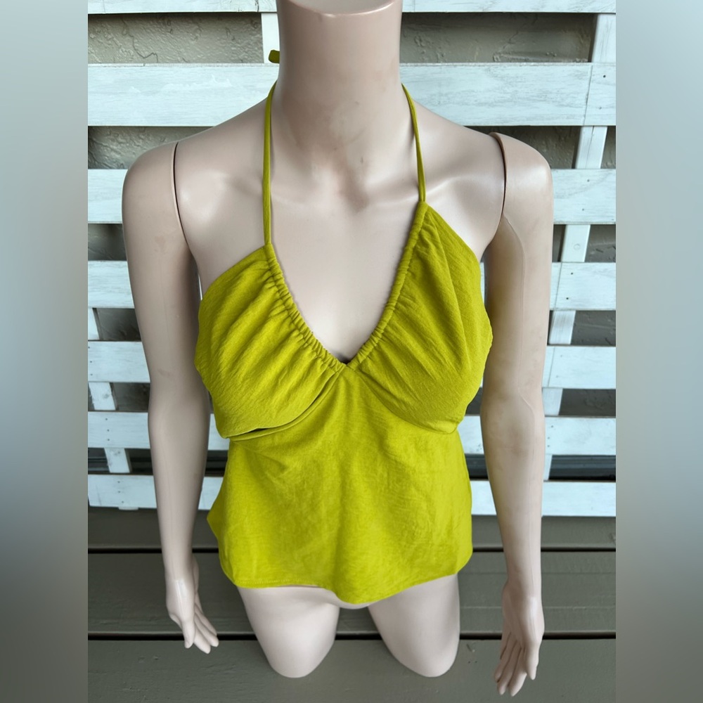 Monteau Women Green Halter Top Blouse Size S